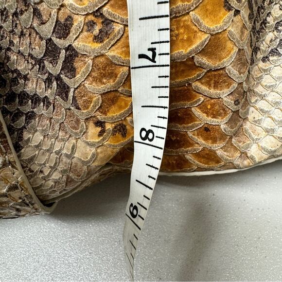 Forth & Towne Tan Calf Leather Snake Print Satchel Handbag Purse Womens Luxury - Picture 11 of 11